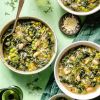 Зеленый минестроне с горошком и сочным укропом